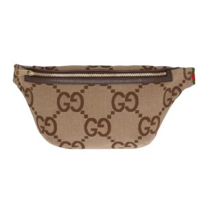 40744 1 Gucci Courier Waist Bag Sherry Line Patch Body GG Supreme Mens Brown