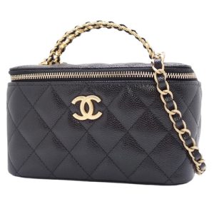 40802066249 1 CHANEL Coco Mark Leather Shoulder Bag Black