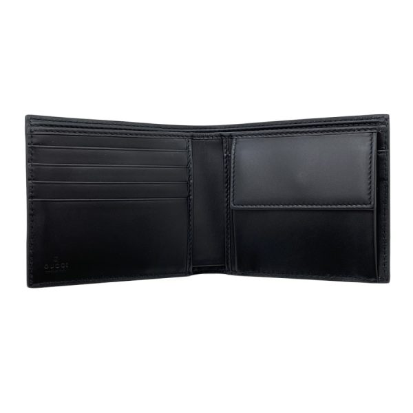 408826 cwcln 1060 03 Gucci Signature Leather Web Black Wallet Bifold Coin Wallet