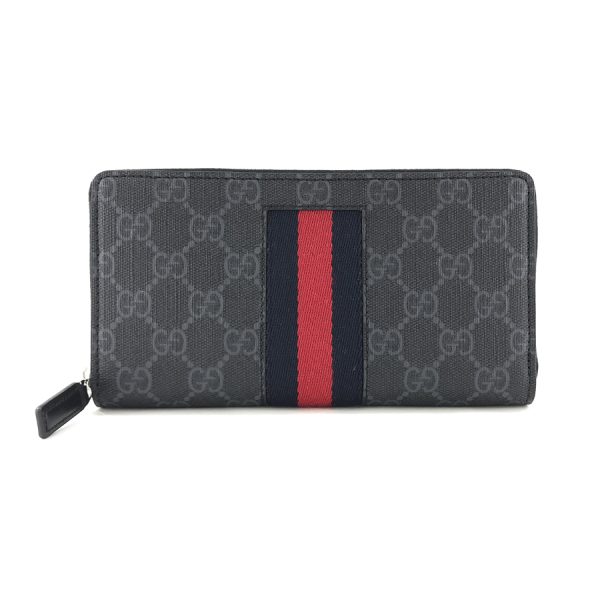 408831 khn4n 1095 01 Gucci New Web Supreme Canvas Wallet Long Round Zipper Black