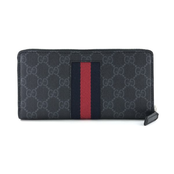 408831 khn4n 1095 02 Gucci New Web Supreme Canvas Wallet Long Round Zipper Black