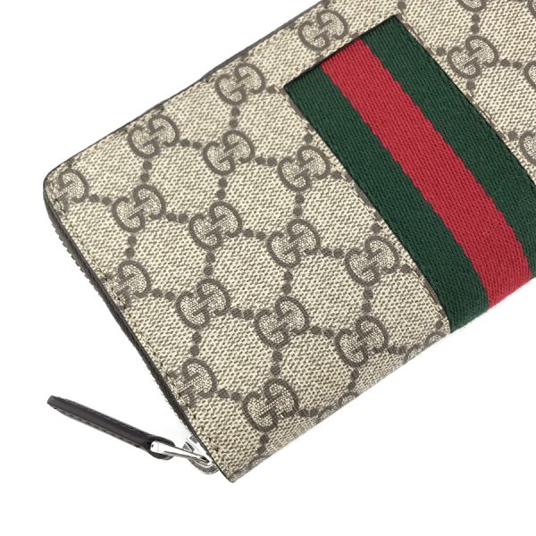 408831 khn4n 9791 06 Gucci New Web Supreme Canvas Wallet Long Round Zipper Beige