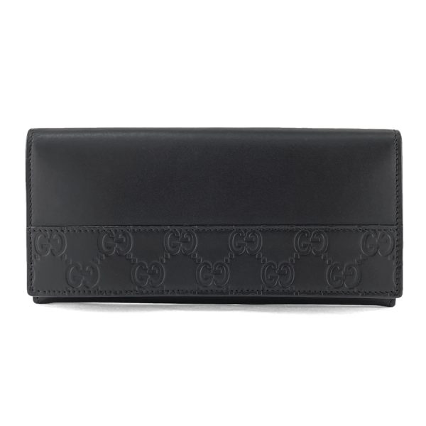 408837 cwd2n 1000 01 Gucci Guccisima Leather Wallet Long Bifold Flap Black