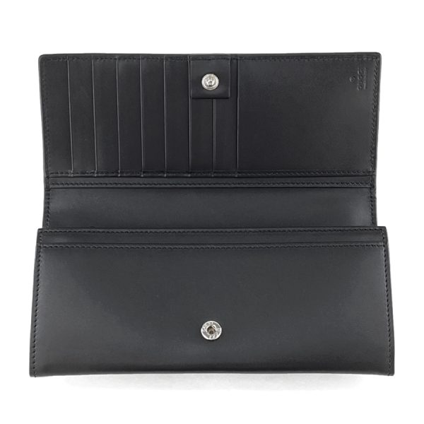 408837 cwd2n 1000 04 Gucci Guccisima Leather Wallet Long Bifold Flap Black