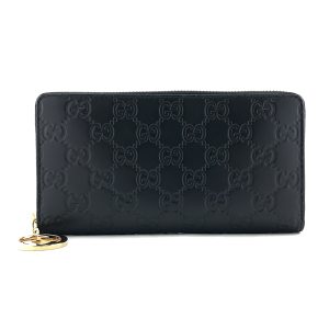 409342 cwc1g 1000 01 Gucci Micro Shima Round Zipper Long Wallet