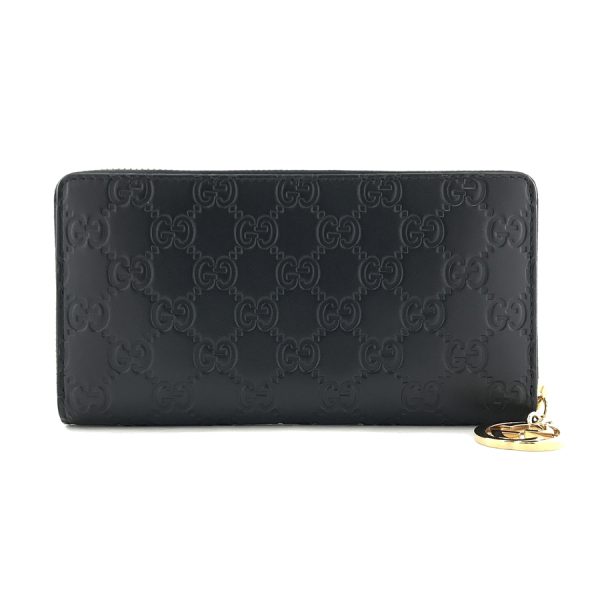 409342 cwc1g 1000 02 Gucci Interlocking Guccisima Leather Wallet Long Round Zipper Black