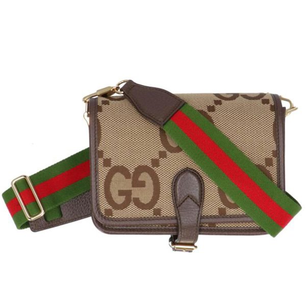 41574 1 Gucci Jumbo GG Canvas Shoulder Bag Beige