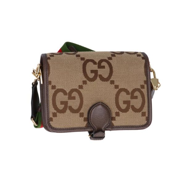 41574 2 Gucci Jumbo GG Canvas Shoulder Bag Beige