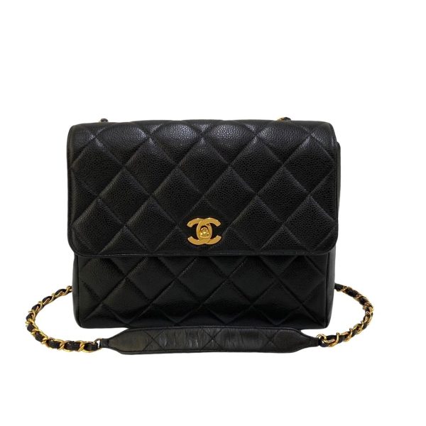 419g235912309 1 Chanel Matelasse Coco Mark Matte Caviar Skin Chain Shoulder Bag Black