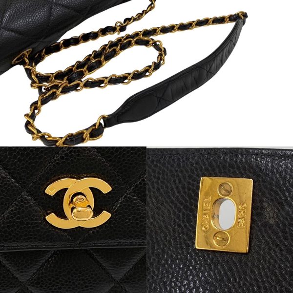 419g235912309 4 Chanel Matelasse Coco Mark Matte Caviar Skin Chain Shoulder Bag Black