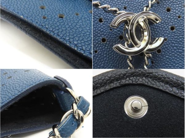 4230300801 12 Chanel Punching Matelasse Drawstring Chain Caviar Skin Shoulder Bag Blue