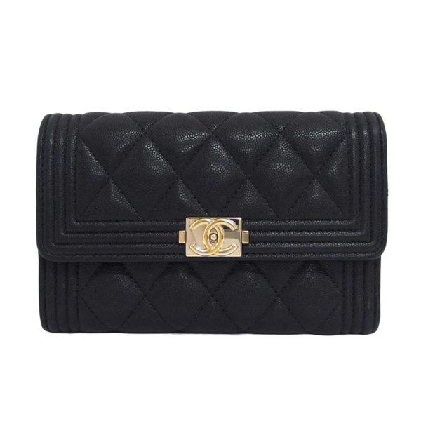 42314 1 Chanel Boy Chanel Small Leather Wallet Black