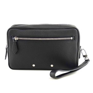 42369 1 Chanel Cocomark Vanity Bag Bicolor Cosmetic Pouch Leather Black