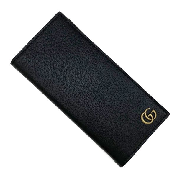 428740 dj20t 1000 07 Gucci Marmont Leather Long Wallet Black Gold Hardware