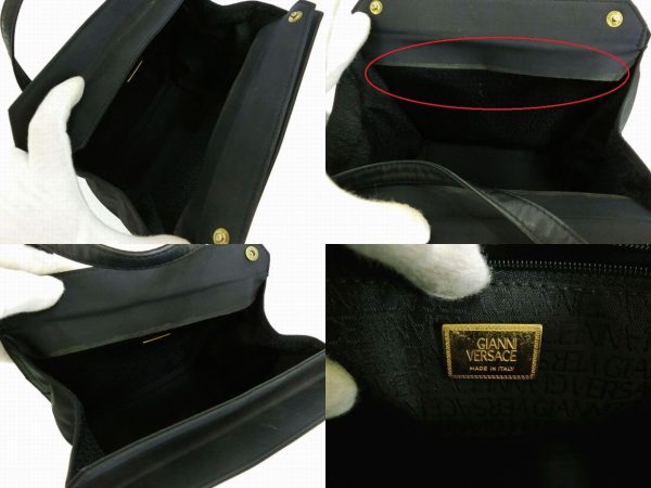 430 1 Gianni Versace Medusa Casual Leather Handbag Black