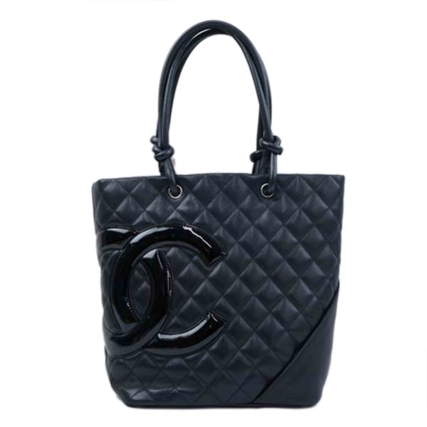 43568 1 Chanel Cambon Line Tote Pm Handbag Black