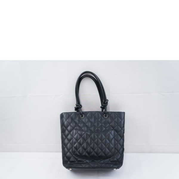 43568 2 Chanel Cambon Line Tote Pm Handbag Black