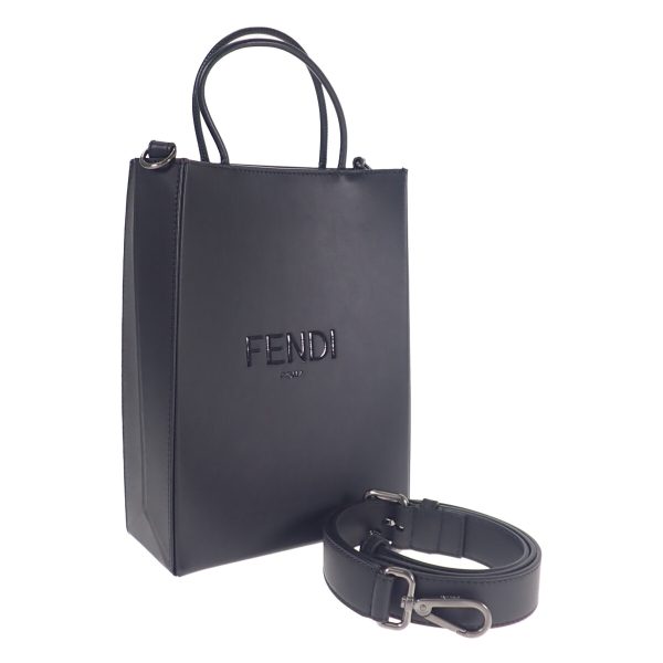 438276 01 Fendi Shopping Bag 2way Leather Black