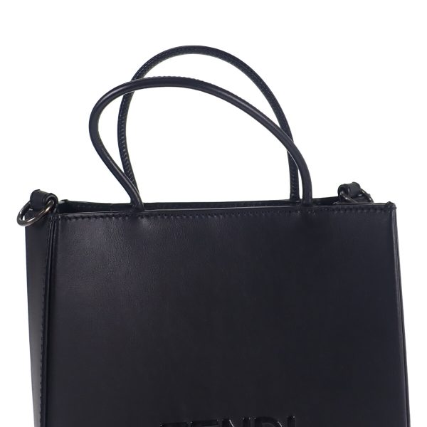 438276 09 Fendi Shopping Bag 2way Leather Black