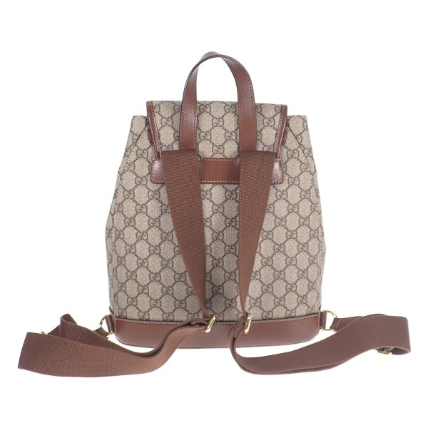 438280 02 Gucci Backpack Interlocking G PU Leather Brown