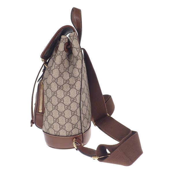 438280 04 Gucci Backpack Interlocking G PU Leather Brown