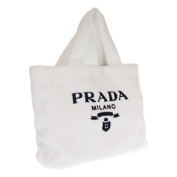 440742 01 Prada Terry Tote Bag Triangle Logo White