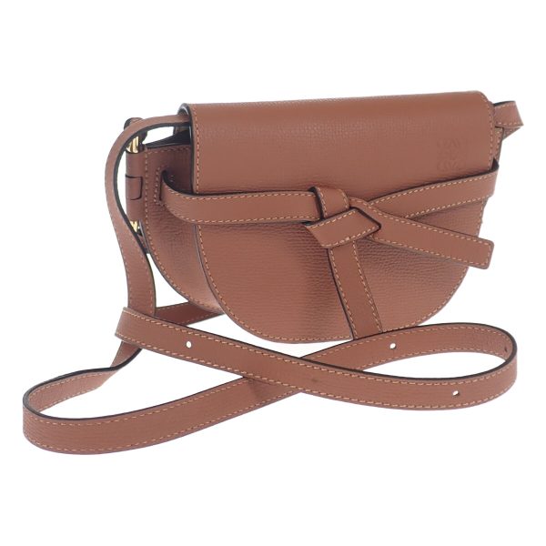 441959 01 Loewe Anagram Dual Gate Shoulder Bag Tan Brown