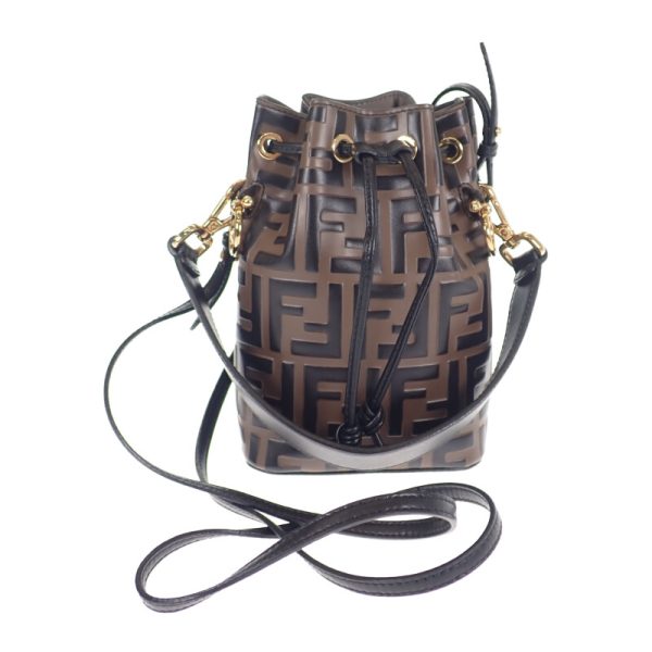 443259 02 Fendi Mon Tresor Mini Leather Shoulder Bag Brown