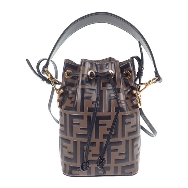 443259 04 Fendi Mon Tresor Mini Leather Shoulder Bag Brown