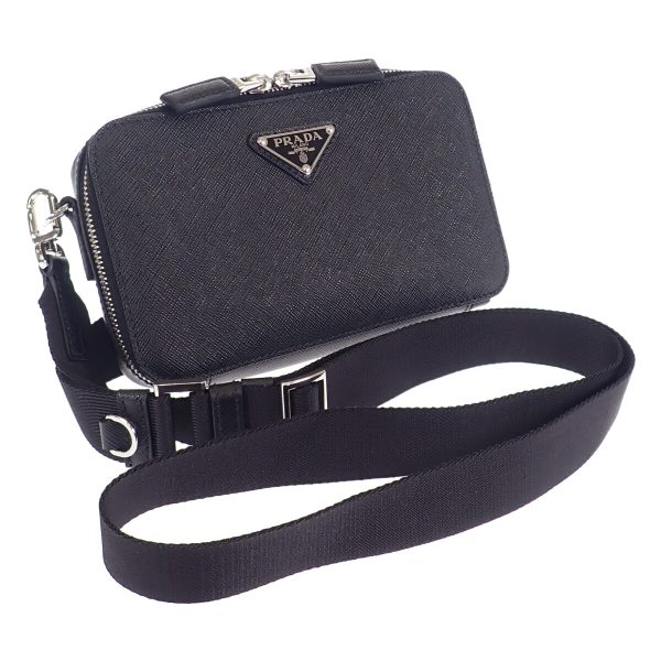 443779 01 Prada Brick Saffiano Bag Shoulder Black