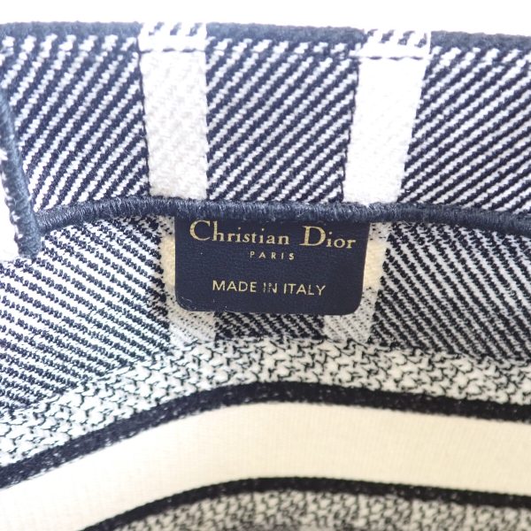 444169 08 Christian Dior Tartan Check Canvas Small Book Tote Bag Black