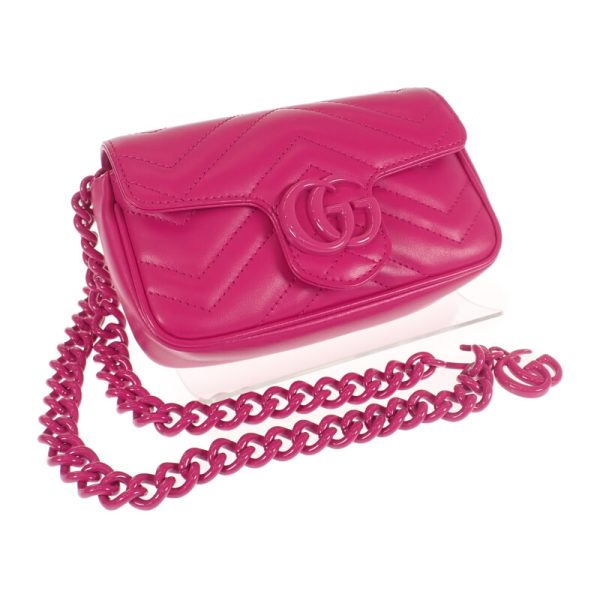 444694 01 Gucci GG Marmont Belt Bag Chain Fuchsia Pink