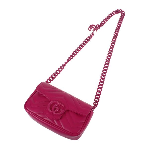 444694 02 Gucci GG Marmont Belt Bag Chain Fuchsia Pink