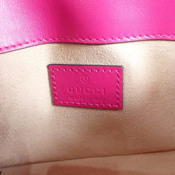 444694 06 Gucci GG Marmont Belt Bag Chain Fuchsia Pink