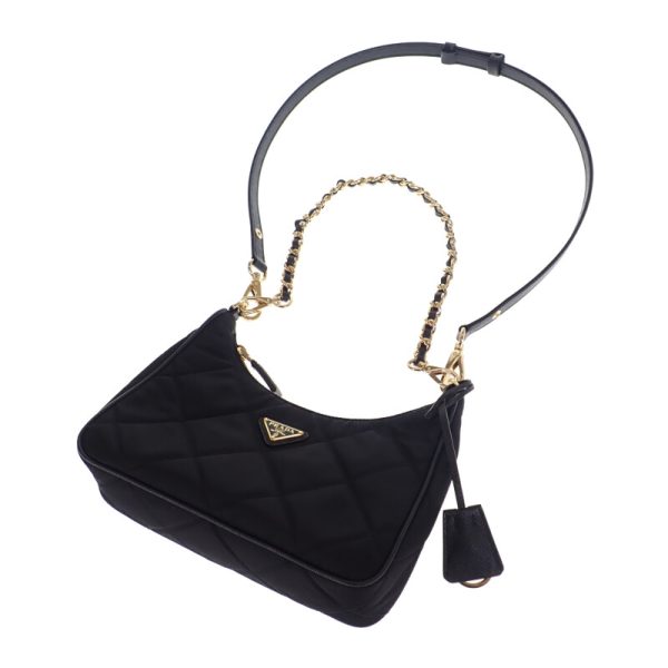 445215 07 Prada Chain Re nylon Mini Handbag Shoulder Black