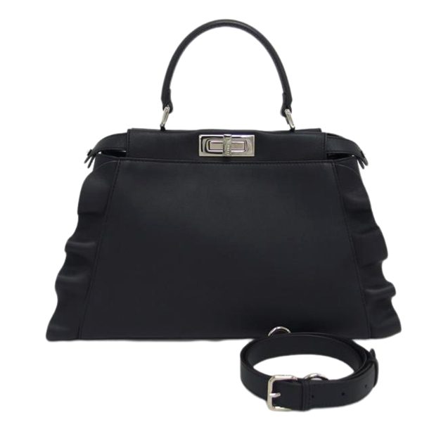 44639 1 Fendi Peak Curve Regular Wave 2 Way Fashion Shoulder Bag Black