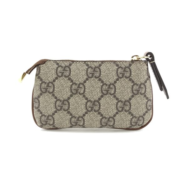 447964 klqhg 8526 02 Gucci Linea Supreme Canvas Key Case Beige Ebony