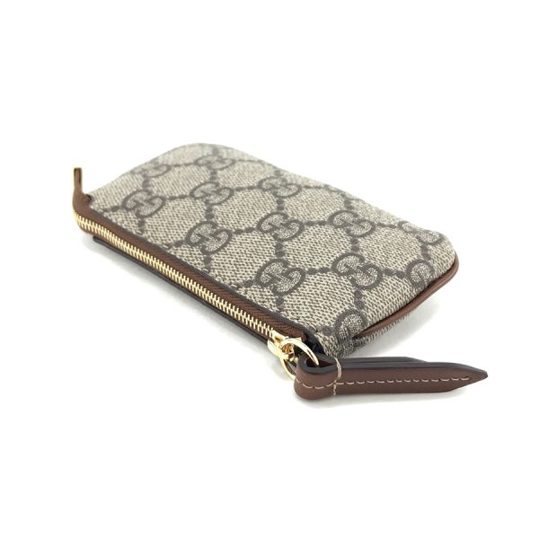 447964 klqhg 8526 03 Gucci Linea Supreme Canvas Key Case Beige Ebony