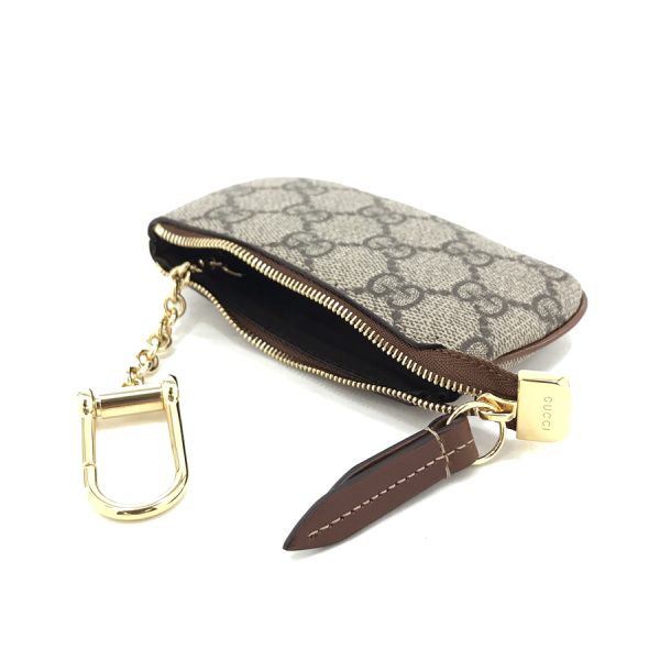 447964 klqhg 8526 04 Gucci Linea Supreme Canvas Key Case Beige Ebony