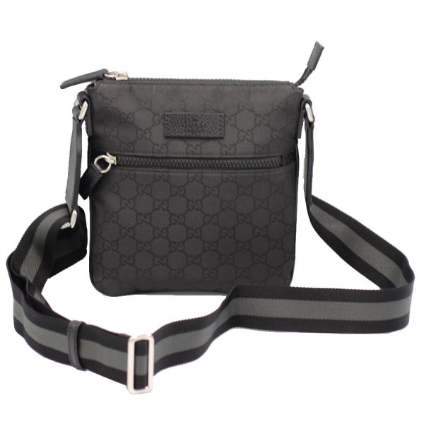 449183 g1xhn 1000 1 Gucci Shoulder Bag Black GG Nylon Messenger Crossbody