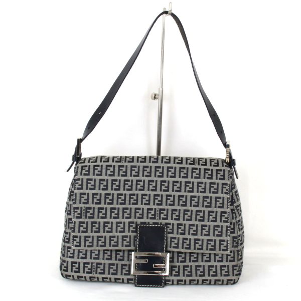 4505230605137t 1 Fendi Zucchino Canvas Mamma Bucket Handbag Gray