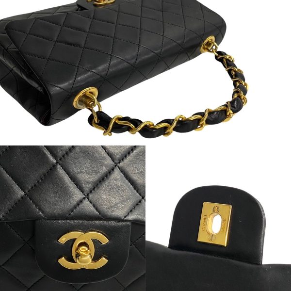 452k651446 3 Chanel Vintage Matelasse Lambskin Chain Handbag Black