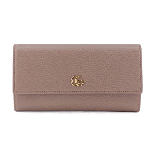 456116 cao0g 5729 01 Gucci Petite Marmont Leather Long Wallet Pink Beige