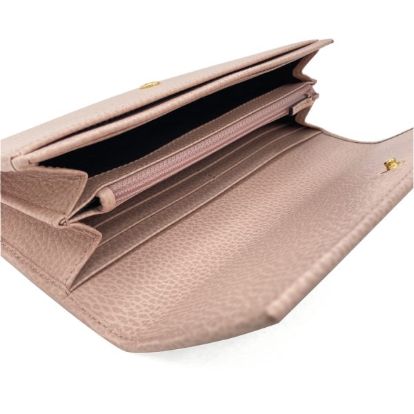 456116 cao0g 5909 06 Gucci Petite Marmont Leather Long Wallet Light Pink