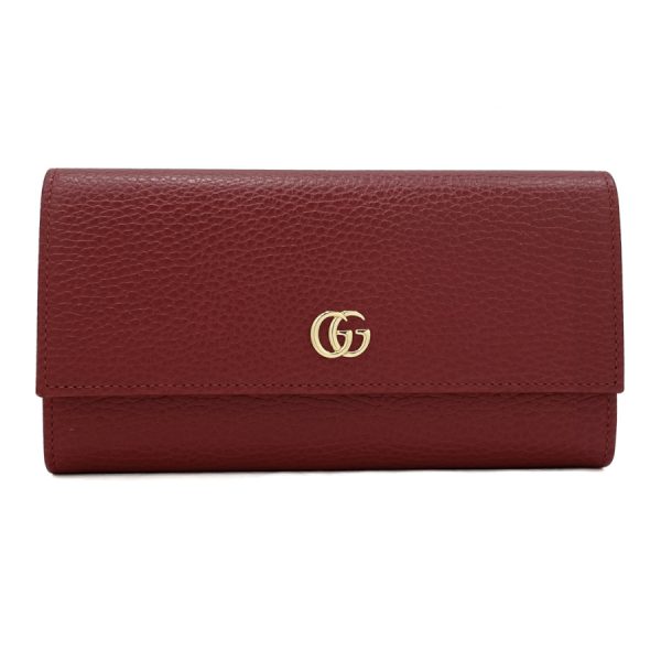 456116 cao0g 6433 1 Gucci Petite Marmont Leather Long Wallet Hibiscus Red Wine Red