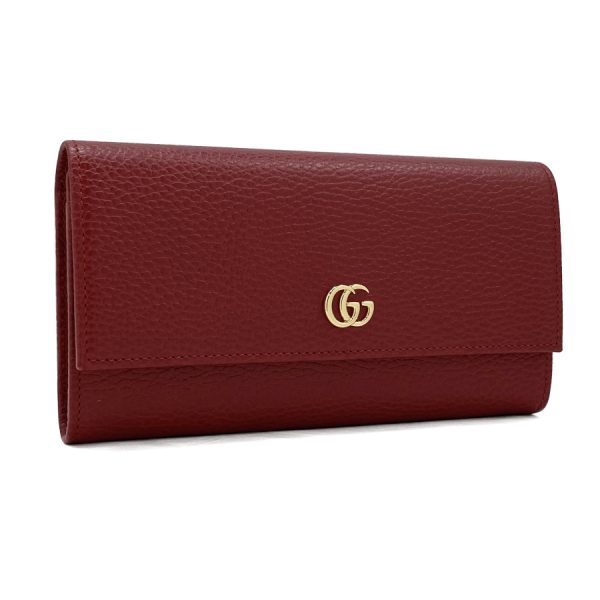 456116 cao0g 6433 2 Gucci Petite Marmont Leather Long Wallet Hibiscus Red Wine Red