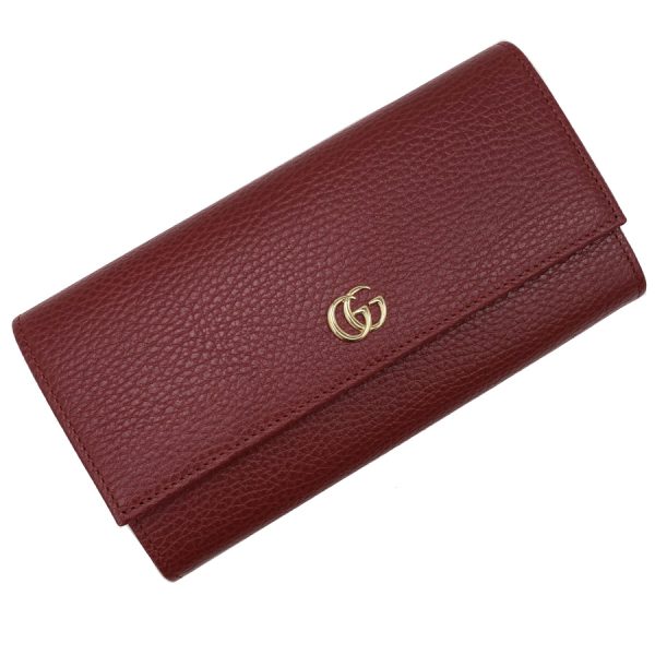 456116 cao0g 6433 8 Gucci Petite Marmont Leather Long Wallet Hibiscus Red Wine Red