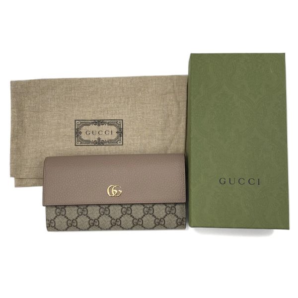 45611617wag5788 07 Gucci Marmont Supreme Leather Long Wallet Dusty Pink Beige