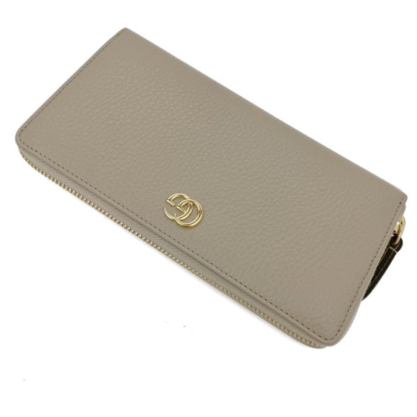 456117 cao2g 9561 5 Gucci GG Marmont Leather Long Wallet Beige