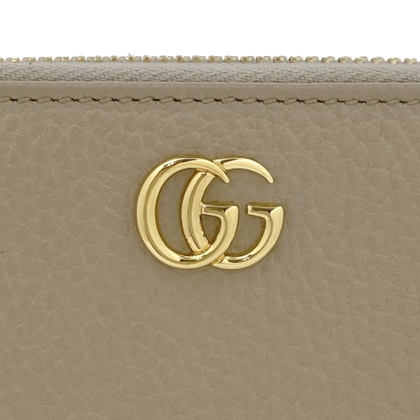 456117 cao2g 9561 6 Gucci GG Marmont Leather Long Wallet Beige